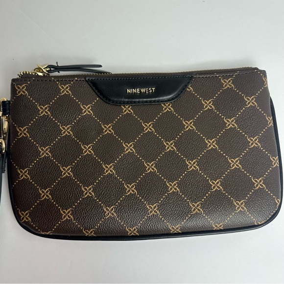 Nine West Pouch Style Faux Leather Tan Brown Wristlet Card Holder - Picture 3 of 15